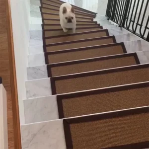 Custom-Size Sisal Staircase Carpet and Pet Mat Natural Latex Backed with Cut and Loop Pile for Bedroom