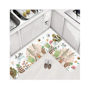 Custom Size and Pattern 2-Piece PVC Cushioned Water-Absorbent Non-Slip Kitchen Floor Mats