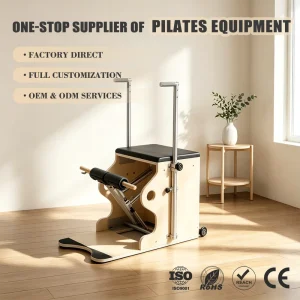 Custom Split Pedal Stability Chair with Steel Handles Pilates Equipment Wooden Chair for Yoga Studio Gym