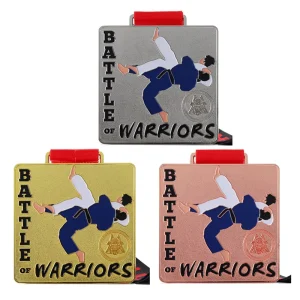 Custom Square Sports Medals, Die-Cast Zinc Alloy Metal, Enamel, for Martial Arts and Judo Competitions