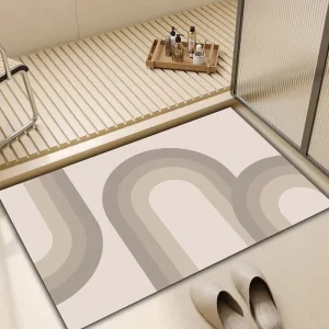Custom Striped Non-Slip Quick Dry Super Absorbent Thin Eco-Friendly Bathroom Kitchen Mat Soft Antiskid Rubber Backing Home Hotel