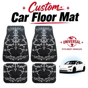 Custom Universal Checkered Rubber Nylon Printed Car Floor Mat for All Cars