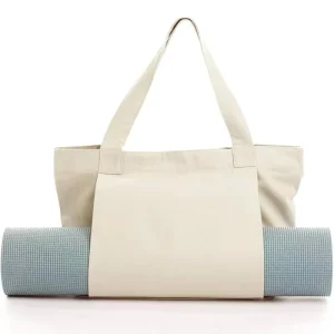 Custom White Cotton Canvas Folding Yoga Mat Storage Tote Bag, Reusable, Full Color Sublimation Printed