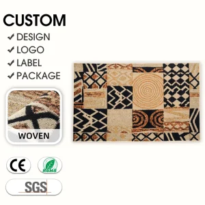 Custom Woven Geometric Jacquard Cotton/Polyester Waterproof Non-Slip Floor Rug