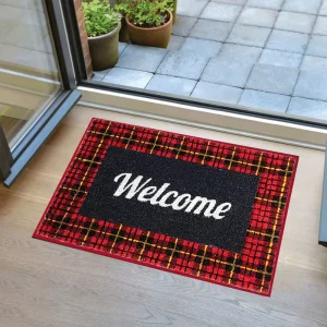 Custom printed welcome entrance mat, durable non-slip commercial floor mat for office, retail and hotel, supplier