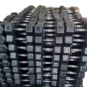 Customizable 10 kg Hexagonal Rubber Dumbbells and 50 kg Plastic Adjustable Dumbbell Set for Home Training