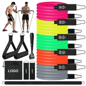 Customizable Fluorescent TPE Exercise Pull Ropes Tubes Kit for Home Gym Full Body Muscle Strength Workout