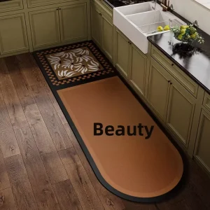 Customizable Modern Minimalist Kitchen Floor Mat Tech Leather Oil-Resistant Non-Slip