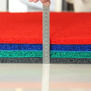 Customizable PVC Tufted Red Doormat, Waterproof, Non-Slip, Machine-Washable, Loop-Pile