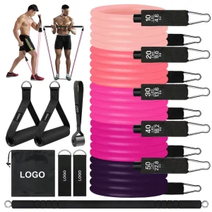 Customizable Pink Purple TPE Resistance Bands and Tubes Set for Home Gym Full Body Muscle Strength Training