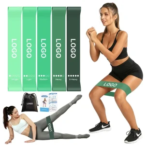 Customizable TPE Gradient Green Elastic Exercise Loop Band for Pilates Yoga Stretch Hip Leg Strength Training Rehab Dance