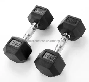 Customized Hexagonal Coated Steel Rubber-Coated Dumbbells for Room Training Exercise