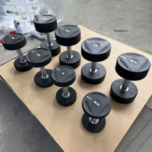 Customized Logo Factory Gym Rubber Dumbbell Set Weight Lifting Round Head Rubber Dumbbell Set