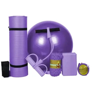 Customized Logo Foldable Pilates Yoga Mat Set, 5-Piece Set with Yoga Brick and Ball