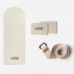 Customized Logo Premium Pilates Non slip Beige Yoga Mat Set with Block and Strap Set for Yoga Exercises