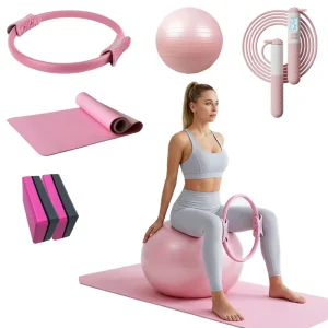 Customized Pilates Yoga Accessories Kit with Mat, Ring, Ball, Circle, Block and Jump Rope