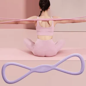 Customized Printed Logo Elastic Figure-8 Yoga Tension Band Resistance Strap for Physical Therapy