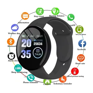D18S Smart Watch for Men and Women Digital OLED Sport Fitness Tracker Heart Rate Blood Pressure Monitoring Waterproof Compass