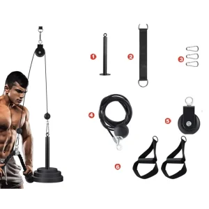 DIY Bench Cable Machine Attachment System Adjustable Weight Home Gym Tricep Bicep Training