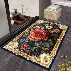 Daisy Clusters Velvet Jacquard Indoor Bedroom Bedside Floor Mat