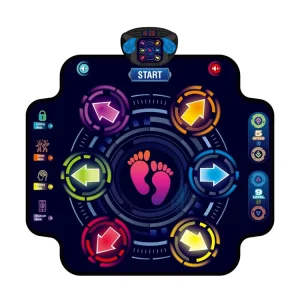 Dance Mat with Six Arrow Keys, LED Lights, and Kids’ Activity Exercise Game