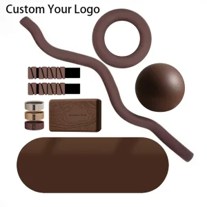 Dark Brown Pilates Accessories: Silicone Dumbbells, Beam, Ankle Weights and PU Yoga Mat