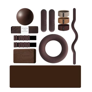 Dark Brown Pilates Kit with Silicone Dumbbell Ring Ankle Weight Bar Block Resistance Band Yoga Mat and Ball