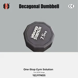 Decagonal Rubber Covered Dumbbell Flat Sides Compact Handle Durable Structure 2.5-50kg Weight Range Unisex Commercial Fitness