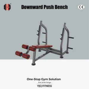 Decline Push Bench With Four Leg Rollers Stable Upright Barbell Racks Reinforced Steel Frame