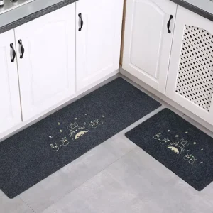 Decorative Polyester Anti-Slip Waterproof Soft Modern Kitchen Runner 2-Piece Rug Mat Set Custom