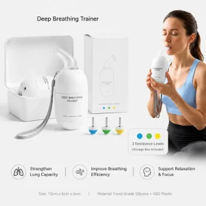 Deep Breathing Trainer OPEP Lung Exerciser with 3 Resistance Levels for Sports Fitness