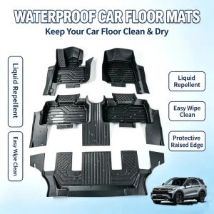 Deep Dish Full Coverage TPE 10mm Thick Black Floor Liners All Season Waterproof Anti Wear Non Slip Car Floor Mats