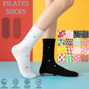 Design Logo Ballet Women Socks Anti Slip Cotton Ladies Athletic Yoga Pilates Socks Grip Custom Socks