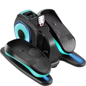 Desk Elliptical Machine Electric Leg Exerciser for Seniors, Compact Seated Pedal Trainer with Remote and Non-Slip Pedals for Teens and Adults