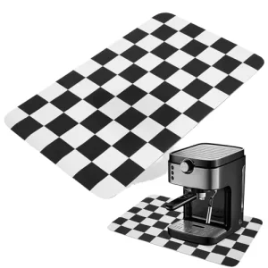 Diatomite Checkered Kitchen Counter Mat Dish and Coffee Drying Non-Slip Rubber Backing