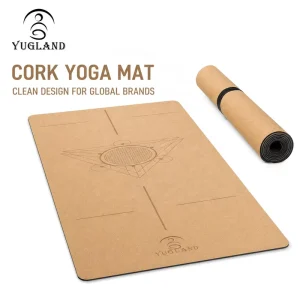 Digitized Alignment Line Cork Yoga Mat Non Slip Workout Pad for Professional Pilates Gym
