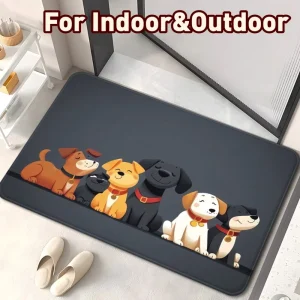 Dog Print Bath Mat Non-Slip Absorbent Soft Cartoon