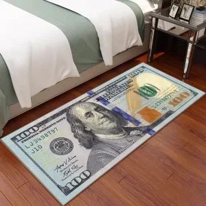 Dollar Bill Novelty Area Rug Non-Slip Polypropylene Pet-Friendly 23×35 in / 60×90 cm