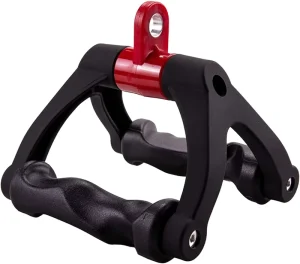 Double D-Handle Steel ABS Cable Machine Row and Lat Pulldown Attachment Triangle V-Bar Grip for Home Gym BP-CA300