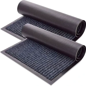 Double Ribbed Striped PVC Polyester Entrance Door Mat