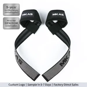 Double Sided Anti Slip Weight Lifting Straps Professional Gym Wrist Straps for Heavy Lifting Customized Logo OEM