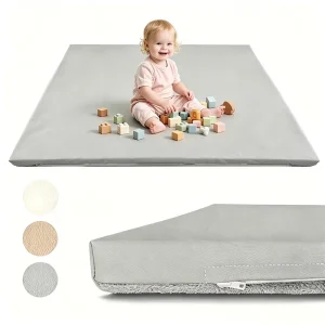 Double-Sided Flannel and Waterproof PU Removable Sponge Mat for Kids Playing and Crawling