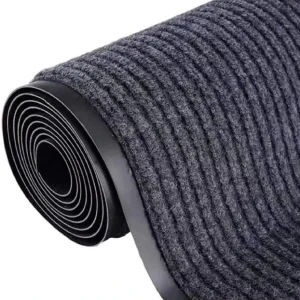 Double-Stripe PVC Entrance Mat Anti-Dirt Polyester Surface Heavy-Duty Doormat Floor Mat for Hotel Commercial Use