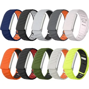Dual Color Waterproof Silicone Watch Band Compatible with Fitness Tracker Sport Wrist Strap Soft Replacement Band