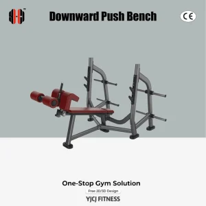Dual Post Downward Push Bench With Leg Rollers Barbell Hooks Reinforced Steel Frame Heavy Duty