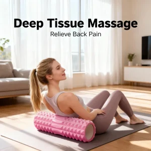 Dual-Zone Foam Roller with Carry Handle Textured Raised Dots Deep Tissue Muscle Relaxation Lightweight 0.2kg EVA/PVC Yoga