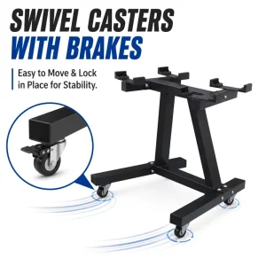 Dumbbell Rack Stand Heavy Duty Dumbbell Storage Rack with Wheels Rust Proof Powder Coated Fitness Accessories for Home Gym