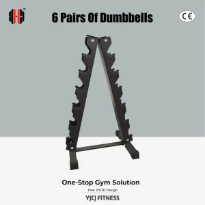 Dumbbell Storage Equipment Six Pair Capacity A Frame Multi Level Supports Crossbar Reinforced Base for Professional Gym