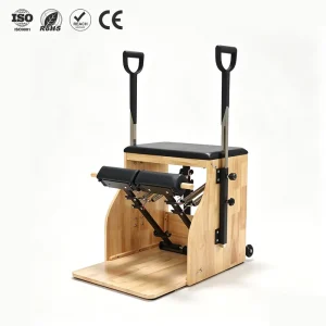 Durable Classical Oak Pilates Stability Chair 4 Spring Positions for Home Pilates Studio Health Training