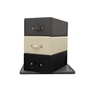 Durable Pilates Sitting Box with Yoga Accessories Wood Leather PVC Material